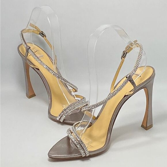 Alexandre Birman Alana 100 Embellished Metallic Leather Sandals size 39 - Picture 8 of 13